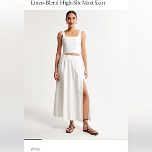 High waisted linen blend skirt